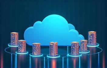 Cloud graphic illustrating networked hotels